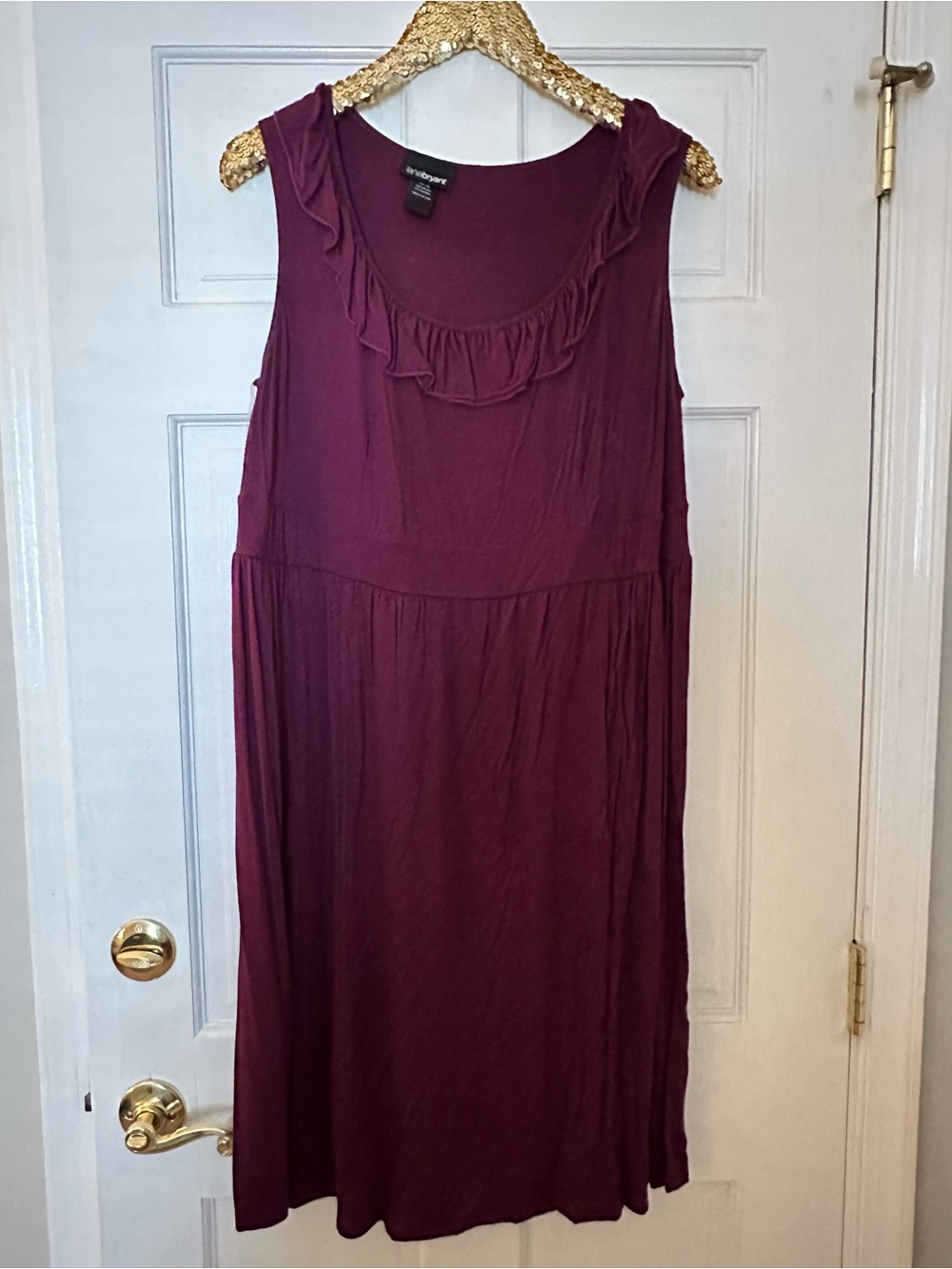 Lane Bryant Sleeveless Ruffle Neck Dress - Burgundy Size 14/16